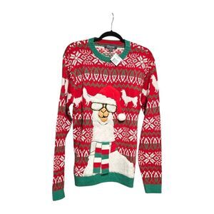 Ugly Christmas Sweater NWT Llama Cool Santa Unisex Small Funny Holiday Pullover